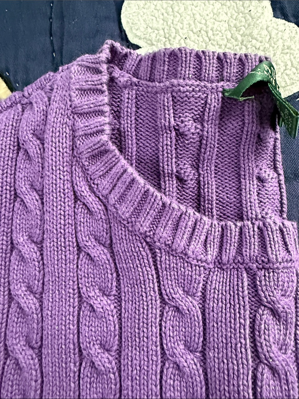 Ralph Lauren Purple Cable-Knit Crewneck Sweater - Picture 9 of 9